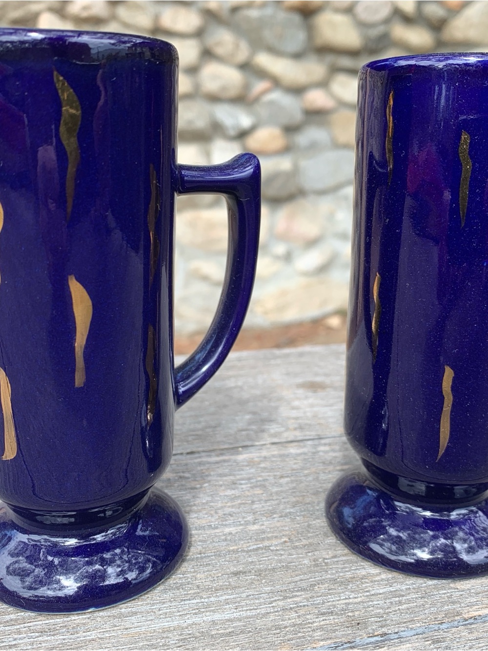 Cafe Doro Cobalt Blue Ceramic Mug with Gold Accent
